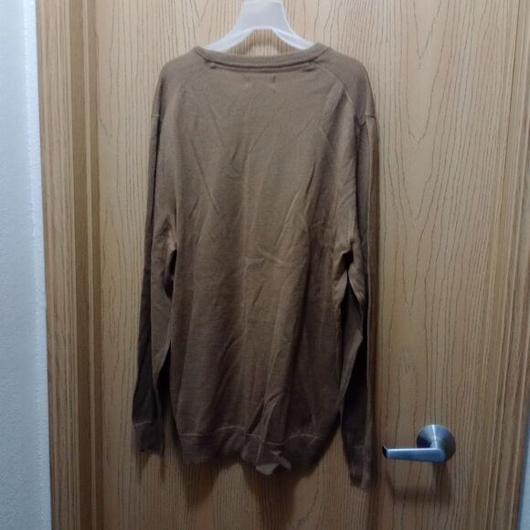 Club Room Sweater Mens Large Italian Spun Merino Wool Blend V-Neck Brown NEW - Picture 5 of 5